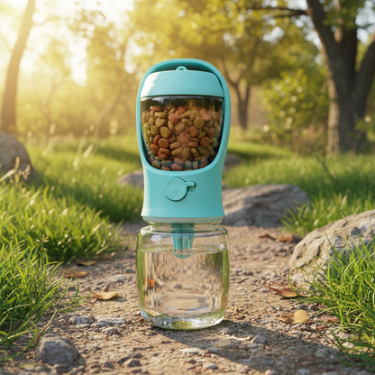 Pawlution™ Portable Dog Water Bottle (350/550 ml) With Food Cup